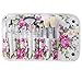 EmaxDesign 12 Piece Professional Makeup Brush Set Goat Hair Wood Handle Foundation Blending Blush Eye Face Liquid Powder Cream Cosmetics Brushes Kits With Rose Pattern Case