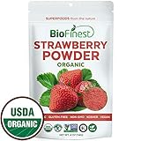 Biofinest Strawberry Juice Powder - 100% Pure Freeze-Dried Antioxidants Superfood - USDA Organic Vegan Raw Non-GMO - Boost Digestion Weight Loss - for Smoothie Beverage Blend (4 oz Resealable Bag)