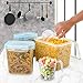 Food Storage Containers, VERONES LARGE SIZE Airtight Sugar, Flour Plastic Containers 6 Pack for Sugar, Flour, Baking Ingredients and Pantry Storage Containers - Microwave, Freezer and Dishwasher Safe.