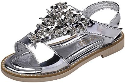Beude Cute Jeweled Toddler Little Girls Sandles Summer Sandals Silver 30 12.5 M US Little Kid
