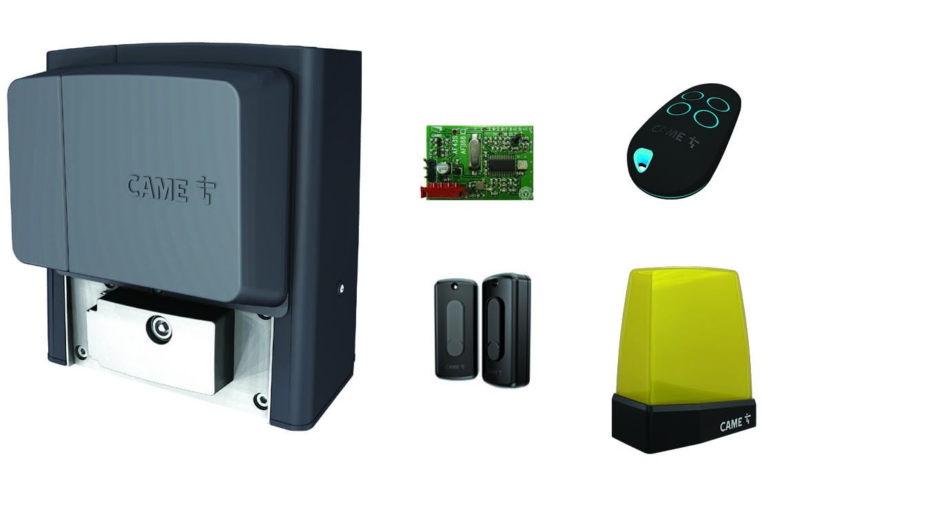 CAME BX 230V Automation Kit for Sliding Gates up to 14m and 800kg Heavy Duty Residential Gates Includes Motor, Radio Frequency Card, Pair of Photocells, Flashing and Transmitter