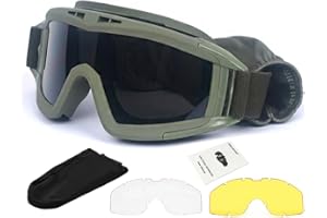ONECUPPTOP Tactical Airsoft Goggles Anti Fog Shooting Glasses Impact Resistant Safety Goggles with 3 Interchangable Lens