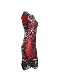 EAST-BIRD Vestido de mujer de la década de 1920, con cuentas de cristal, lentejuelas, adornado con flecos para baile de graduación