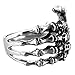 INBLUE Men's Stainless Steel Ring Band Silver Tone Black Skull Hand Bone