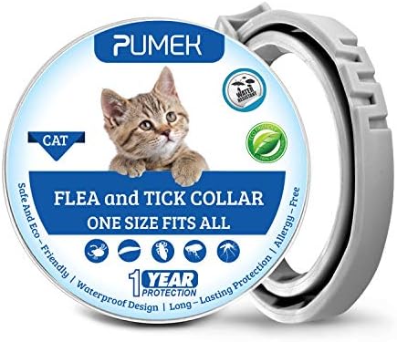 PUMEK Flea and Tick Control for Cats - 12 Months Flea Protection and Treatment for Cats - Natural Active Ingredients for Prevention - Easily Adjustable and Waterproof Design