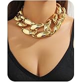 iamrzye Chunky Cuban Chain Choker Necklaces Silver Punk Hip Hop Necklaces Exaggerated Heavy Link Chain Necklace Statement Collarbone Necklace for Party Costume Accessory Jewelry for Women