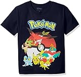 Pokemon Big Boys Youth Short-Sleeved Tee Tearaway Label, Navy, M