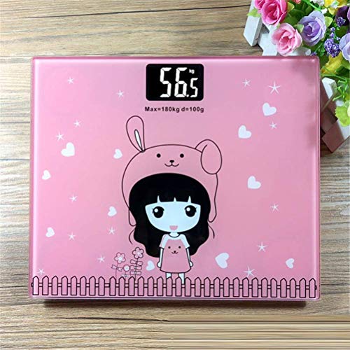 mrGood Cute Girl Bathroom Body Scales Glass Smart Household Electronic Digital Floor Weight Balance Bariatric LCD Display 180KG/100G