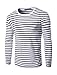 uxcell Men's Striped T Shirt Crew Neck Long Sleeve Casual Cotton Pullover Tee Top Black and White 44