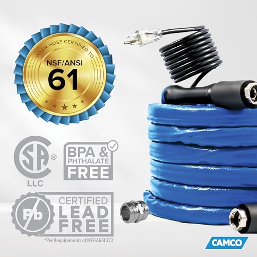 Camco 50Foot Heated Drinking Water Hose Features Water Line Freeze