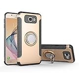 Case for Samsung SM-G611FF/DS Galaxy J7 Prime 2 Duos/Galaxy On7 Prime 2018 SM-G611L SM-G611K SM-G611S Case Cover + 360 Degree Rotating Ring Holder Kickstand Gold