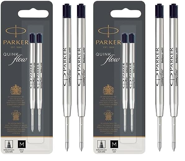 Parker Ballpoint Pen Refills | Medium Point | Black QUINKflow Ink | 2 Count (Pack of 2) — image 1