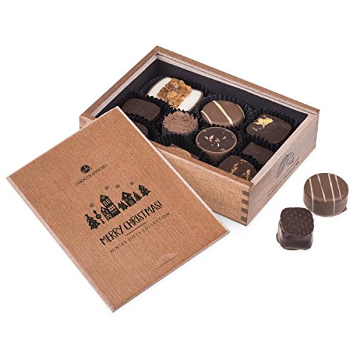 CHOCOLISSIMO Schokolade Geschenk - 10 handgemachte Pralinen in einer schicken Holzbox - Weihnachtsschokolade, Geschenkidee Weihnachten, Nikolaus, Advent - für Frauen, Männer, Eltern - Merry Elegance – Bild 5