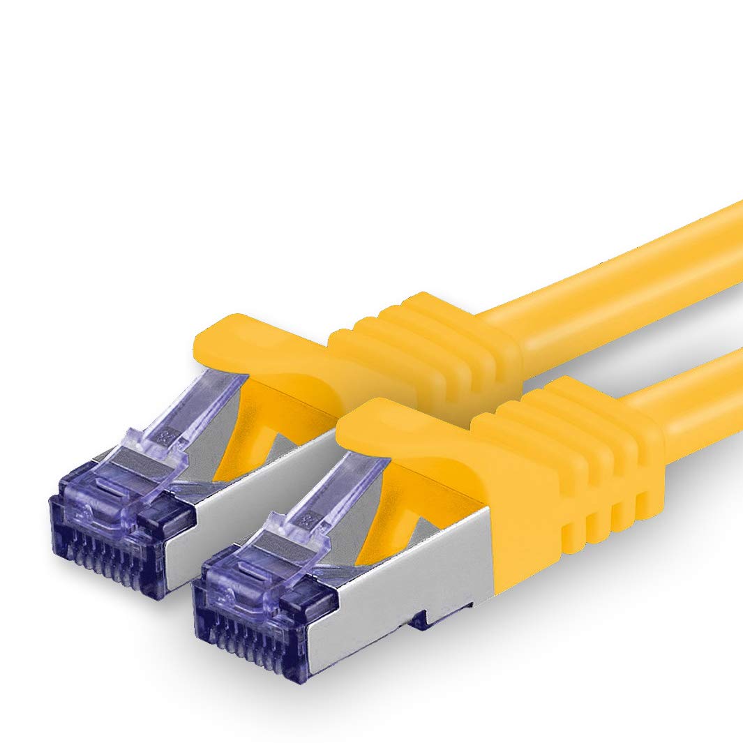 1aTTack.de Cat.7 network cable 25m - yellow - 1 piece - Cat7 patch cable (SFTP/PIMF/LSZH) raw cable 10 Gb/s with Rj 45 connector Cat.6a - 1 x 25 meter yellow