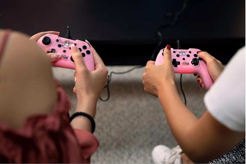 Comando Unik Wired para Nintendo Switch, Switch 2 e PC - Cabo 3m - Be Love Design, Unicorns - Rosa