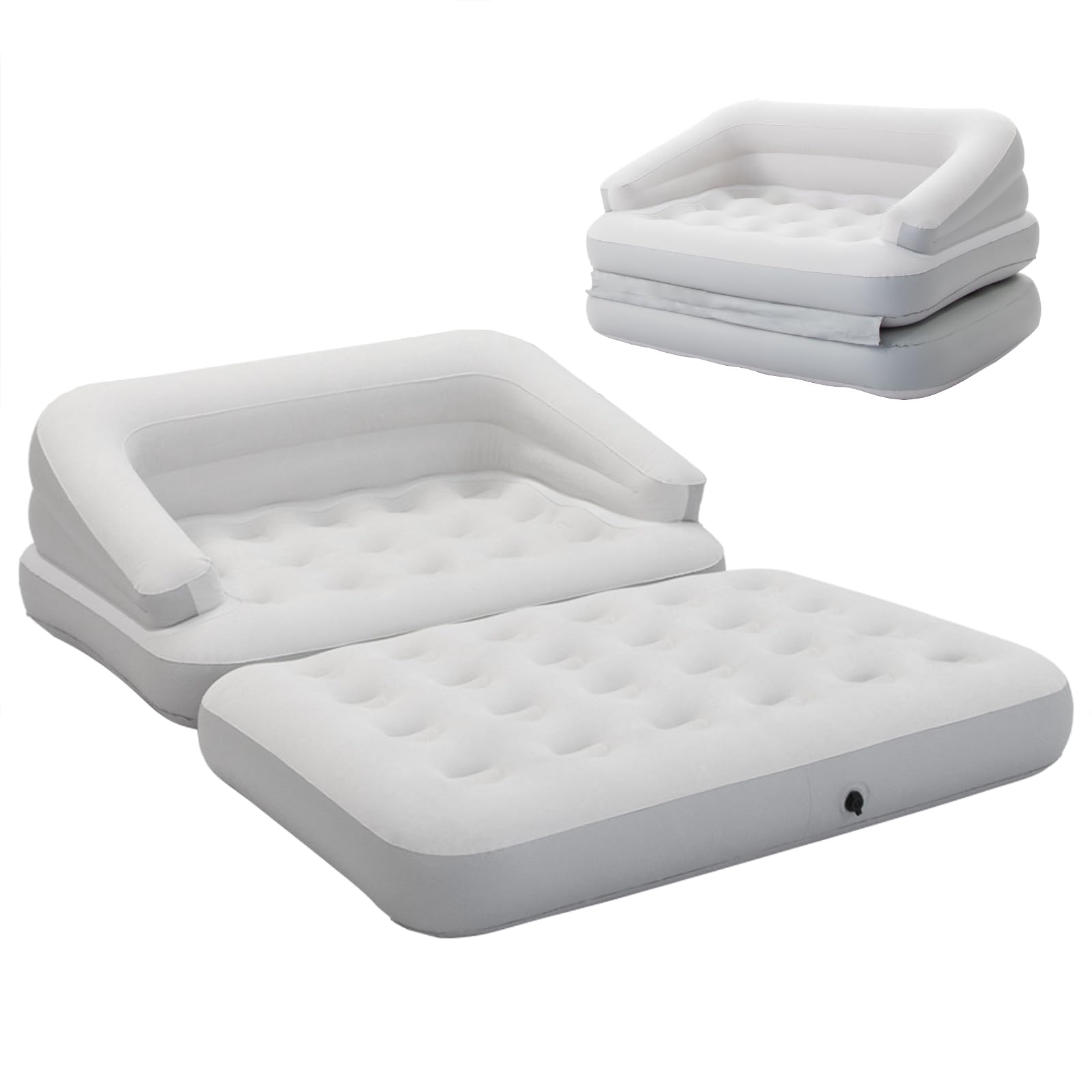 Photo 1 of DIMAR GARDEN Inflatable Couch Flocked Blow Up Couch Mattress,Outdoor Air Sofa Bed for Camping,Full Size