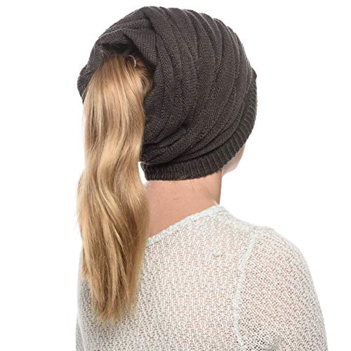 ANGELA & WILLIAM Women's Casual Knit Multi Purpose Winter Thick Warm Slouchy Headwrap Beanie Cap Hat (Dark Gray) - Thumbnail 2