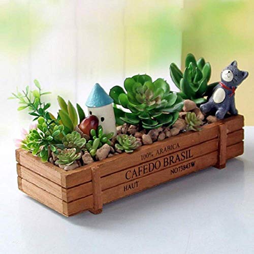 Kisten rechteckig Tisch Blumentopf Garten Deko Vintage Sukkulenten Pflanzkasten Holztopf Gartenarbeit Gerät – Bild 7