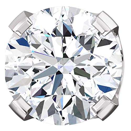 Trustmark White Gold 6mm Ice on Fire CZ Screw Back Stud Earrings
