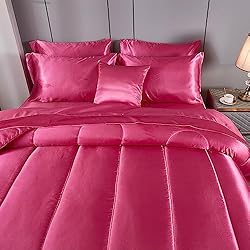 Satin Comforter Set with Sheet Set Queen Silk Like