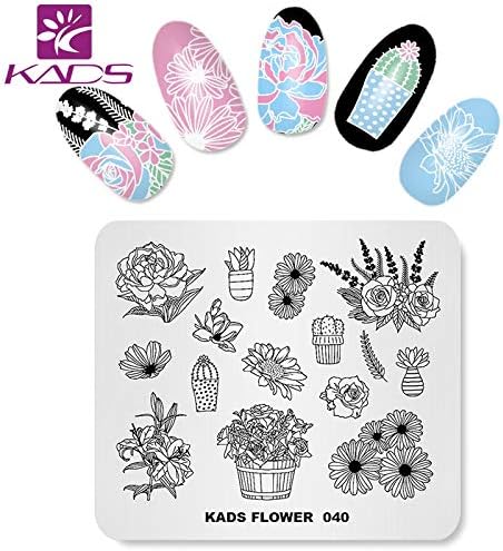 Kads ネイルプレート 美しい花柄 Fl040 ネイルステンシル 25 Off ネイルイメージプレート