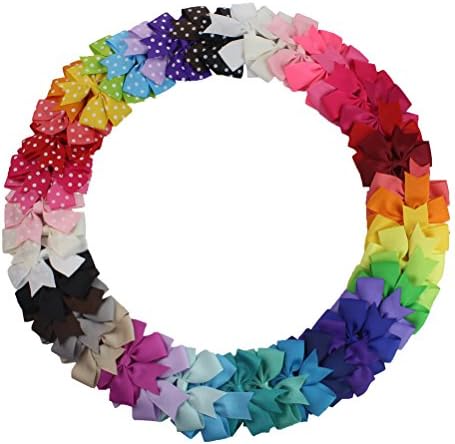 Girls Hair Bow Clips, Barrettes Pinwheel Bonytail Hair Bows with Clip (45pcs mix color)