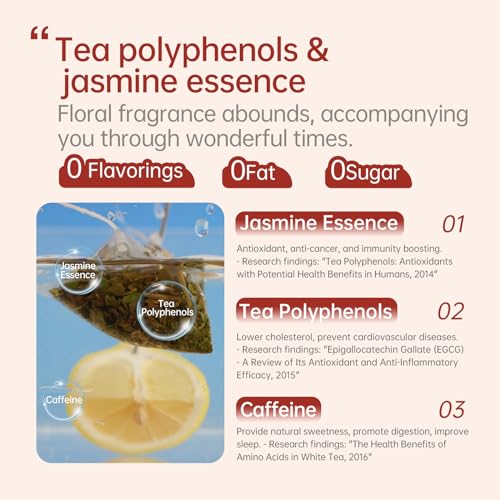 LIPBUSYCARE JASMINE BLACK TEA BAGS 20 COUNT (PACK OF 1), CAFFEINATED & SUGAR-FREE, FOR HOT AND COLD BREW