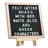 Letter Board: Premium Durable Wood Frame with Mounted Hook for Hanging, Black Felt Board, Letter Bag included - 600 Letters in White, Blue, and Green - Parties, Weddings, Birthdays, Anniversaries
