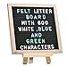 Letter Board: Premium Durable Wood Frame with Mounted Hook for Hanging, Black Felt Board, Letter Bag included - 600 Letters in White, Blue, and Green - Parties, Weddings, Birthdays, Anniversaries