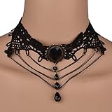 SUMAJU Choker Necklace, Lace Necklace Pendant Elegant Fabric Handmade Round Resin Choker Bib