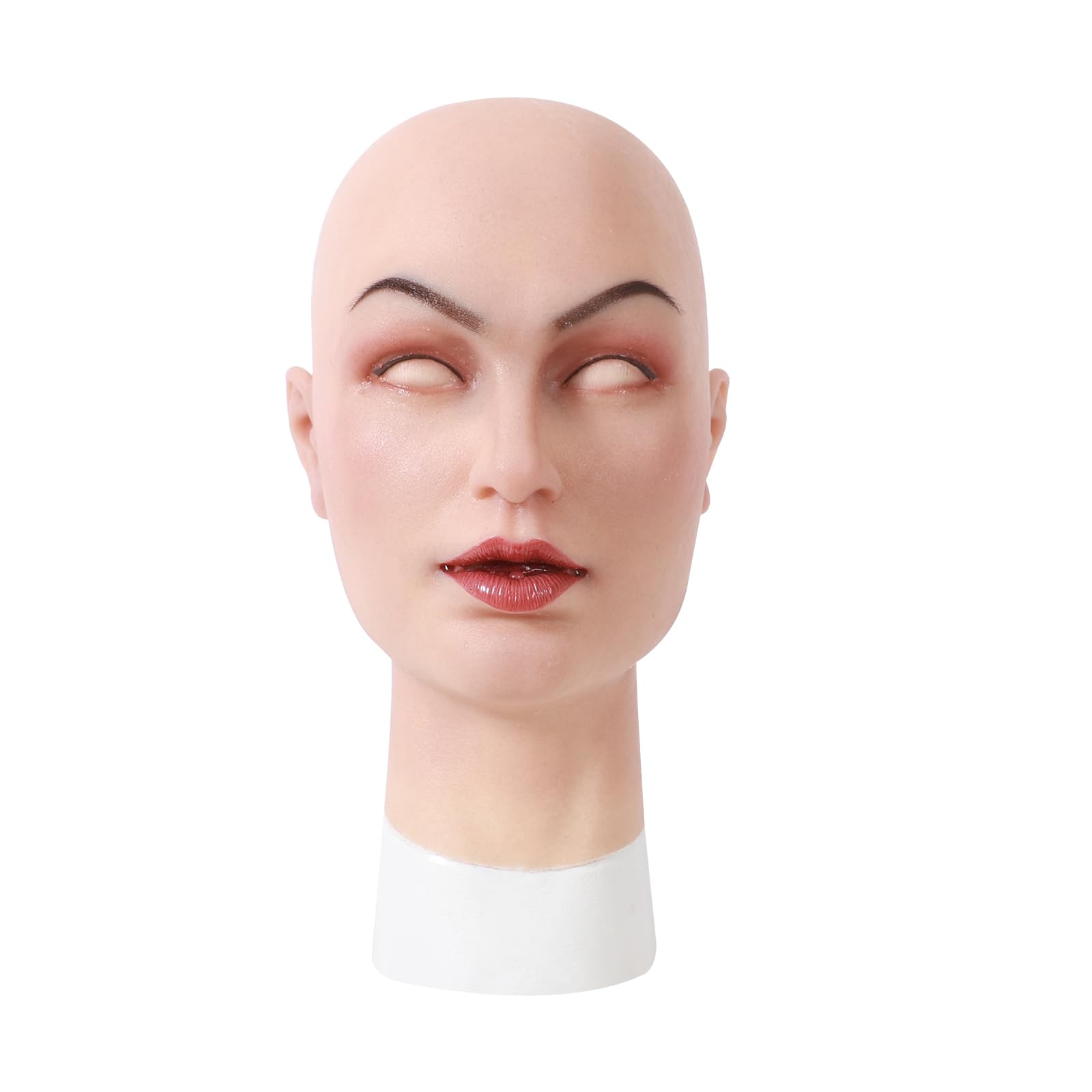 Roanyer Silicone Mask Female Face Full Head Hood Realistic Soft Fake Mask for Crossdresser Drag Queen Transgender Halloween Cosplay Costume (Betty-Natural)
