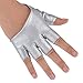 Fashion Ladies Faux PU Leather Half Finger Half Palm Gloves Mitten (Silver)