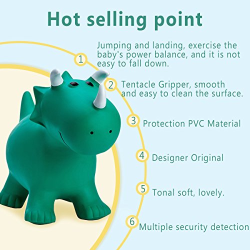 Babe Fairy Bouncy Horse Hopper, Pump Included (Inflatable Animal Hopper, Hopping Horse, riding horse for kids, Ride-on Hopper Horse,Green Triceratops) - Thumbnail 4
