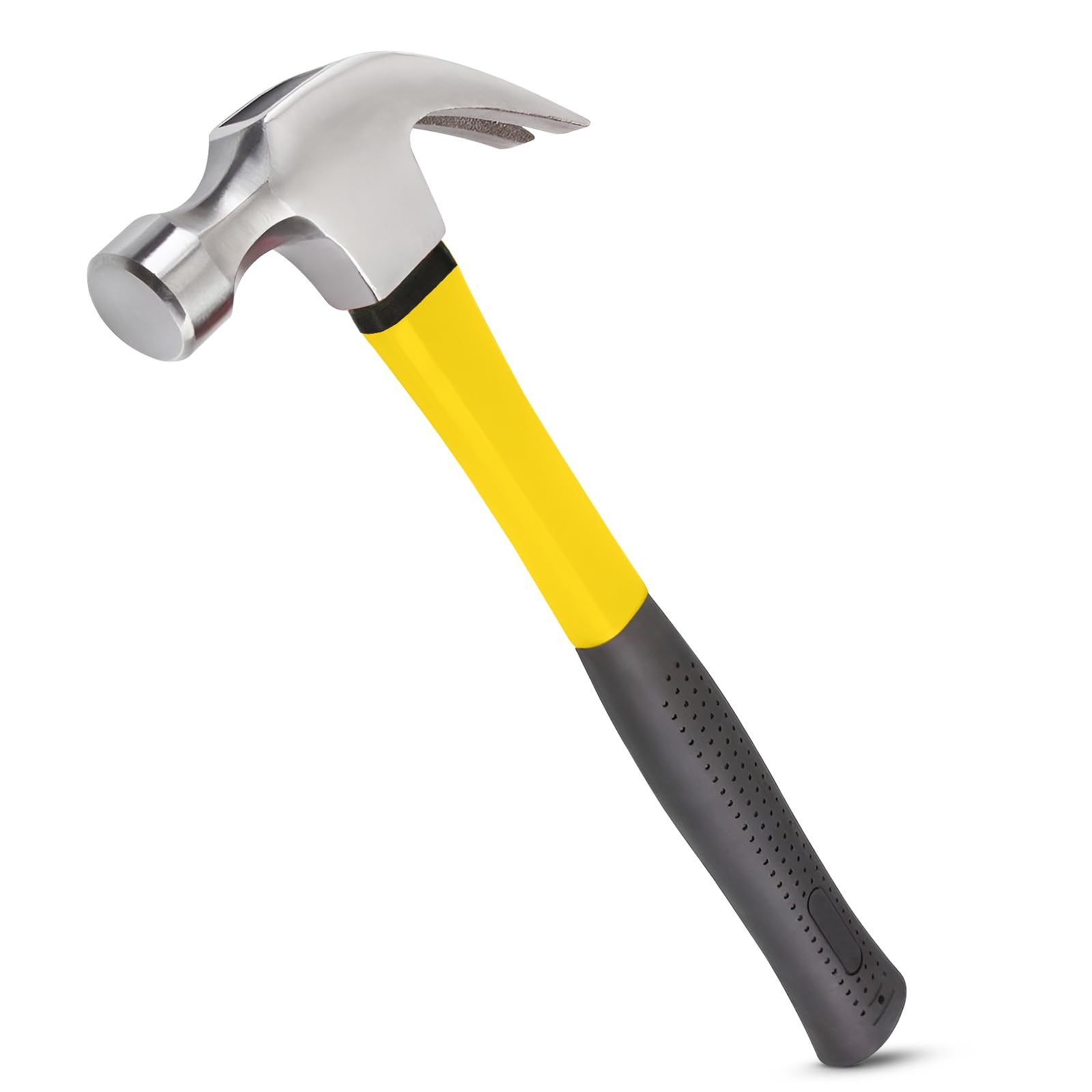 ZAVIA Claw Hammer 16oz Carbon Steel Nail Remover and Nail Puller | 450g Curved Claw Hammers for Carpenters & Electricians Framing Hammer with Non-Slip Rubber Grip | Solid Fiberglass Shaft