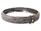 14K Gold Sterling Silver 8.09 Ct Natural Diamond Pave Designer Vintage Bangle Bracelet Handmade Jewelry