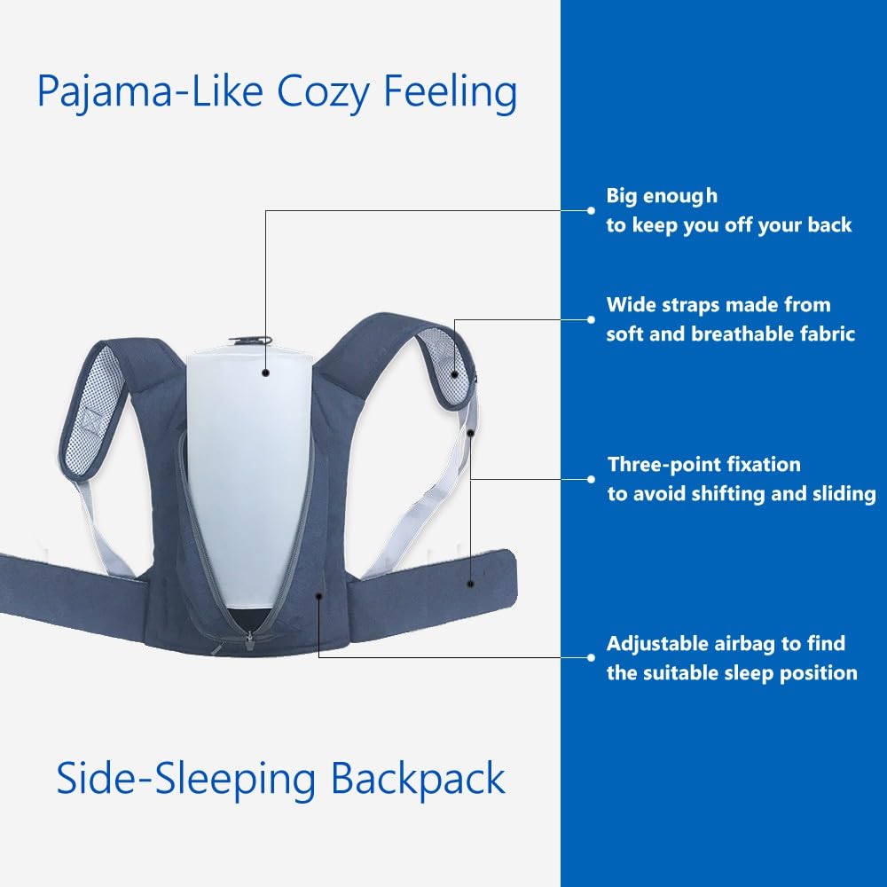 WoodyKnows Side-Sleeping Backpack, Sleep Position Trainer, alleviates snoring Caused by Throat Issues (Large 1 Pack)