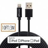 [Apple MFI Certified] Hi-Mobiler 10ft/3M 8pin Lightning to USB Cable with Compact Head For iPhone 5/5S/5C/6/6 Plus/6s/6s Plus iPad Mini/Mini 2/Mini 3/Mini 4 iPad 4/iPad Air/Air 2 iPad Pro (Black)