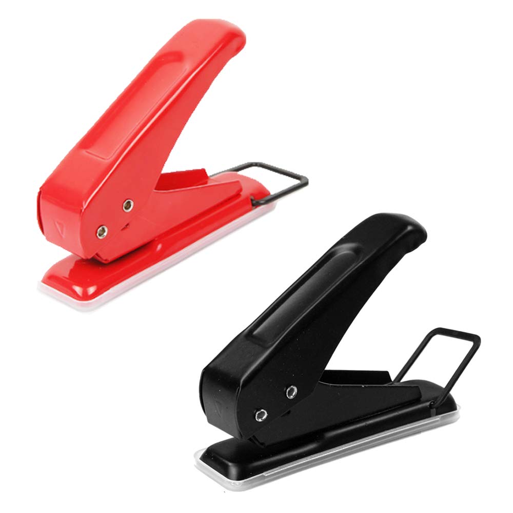 2Pcs Single Hole Punch Hand Punch 20 Sheets Capacity for Craft Paper, Greeting Cards, Scrapbook, Notbook, Stationery Work（Red and Black)