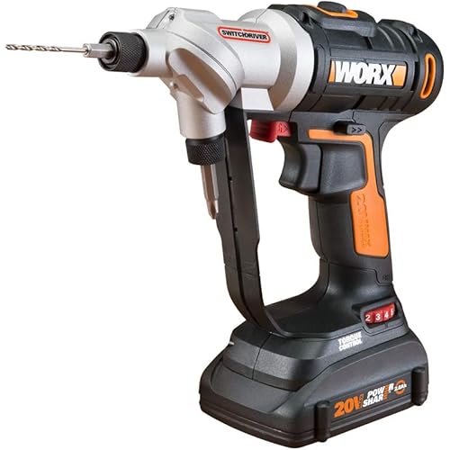 WORX WX176L.8 20V Switchdriver 2-in-1 Cordless Drill and Driver with Rotating Dual Chucks and 2-Speed Motor; 20V Battery Included