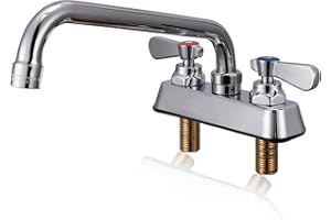 Sepaitek Leak-Free Bar Sink Faucet 4 inch Center 2 Hole Deck Mount, Commercial Sink Faucet for 2 or 3 Compartment Sink Faucet 10" Spread Spout, Utility Sink Laundry Hand Sink Faucet 2 Handle, Brass