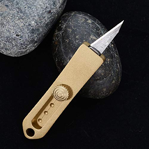 SZHOWORLD Mini Brass Keychain Knife, Compact Folding Pocket Knife, Mini