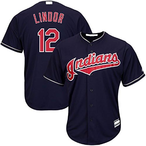 Fstylers Youth Indians Lindor Navy Blue 2015 Baseball Jersey (XL)