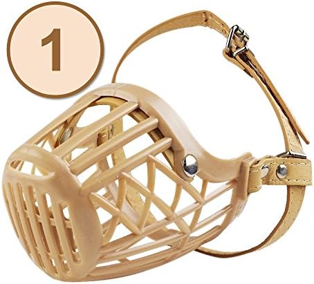 Air Dog Muzzle | Softest Breathable Mesh Snout Basket Cage | Multiple Size for All Dogs with Adjustable Leather Strap | Safe Protection &amp; Training Tool | Beige Size S | 1235.1