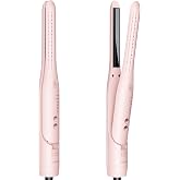 Wavytalk Cool Curl Pencil 0.65" Airflow Curling Iron for Short Hair &amp; Pixie | 360&deg; Cool Airflow Reduces Damage, Anti-scald, Precise Root Styling Control, 2-in-1 Small Flat Iron &amp; Curler, Pink