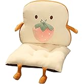 ChezMax Chair Cushion Plush Detachable Seat Back Cushion with Ties Thickened Chair Pads Toast Cartoon Waist Pillow for Outdoor Car Office Patio Bedroom Living Room Strawberry