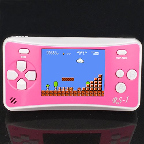 JJFUN RS-1 Handheld Game Console for Children,Classic Retro Game Player with 2.5" 8-Bit LCD Portable Video Games,The 80's Arcade Video Gaming System,Built-in 152 Old School Games Entertainment-PINK