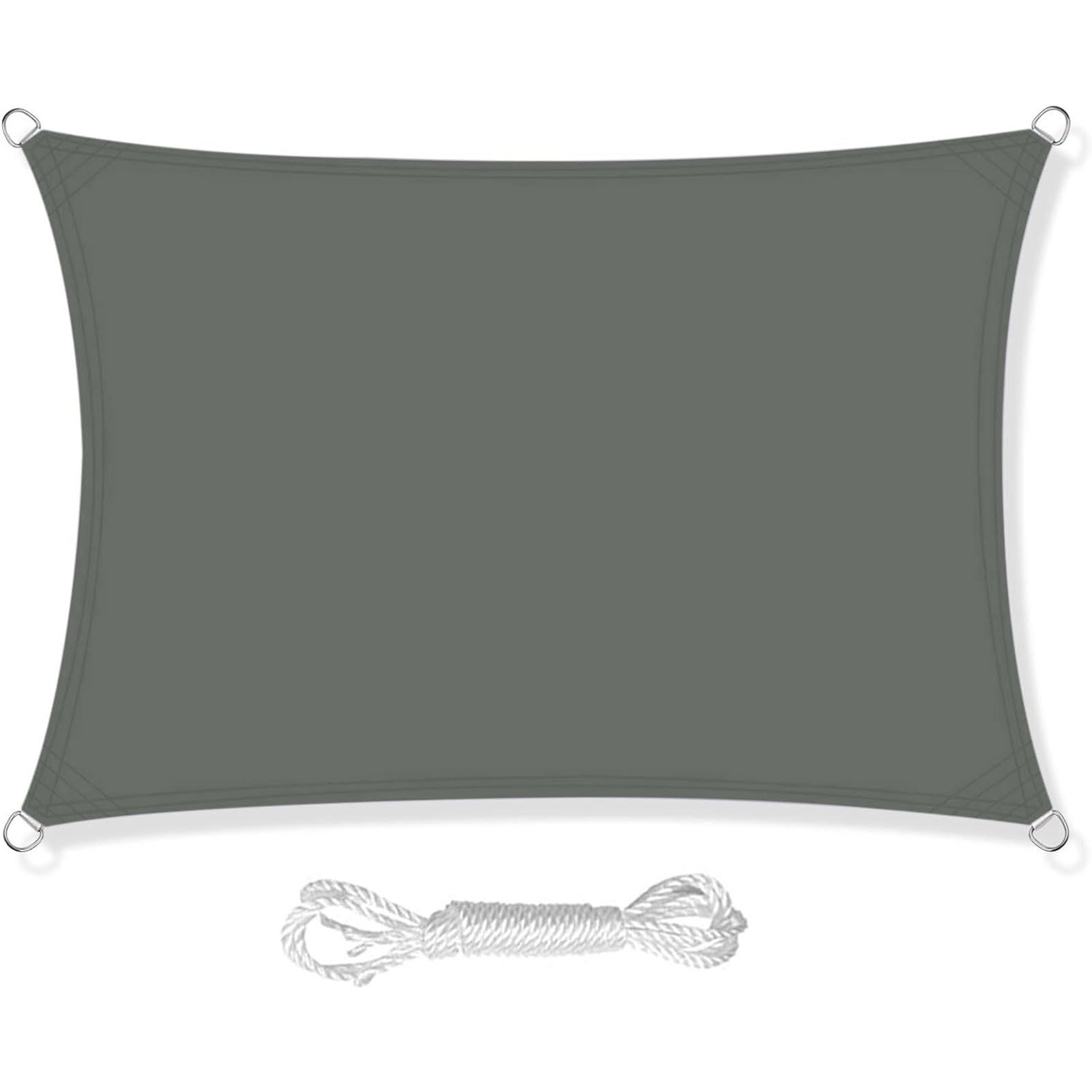 HEYOMART Sun Shade Sail 2m x 4m Rectangle Shade Sails Waterproof Outdoor Garden Patio Party Sunscreen Awning Canopy 98% UV Block With Free Rope, Dark Grey