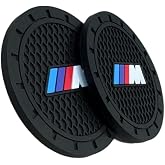 Car Cup Holder Coasters Compatible with BMW m Series Interior Accessories,Recessed Silicone Anti Slip Cup Holder Coaster Interior Accessories 2.75in 2Pack (Black)