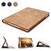 iPad 9.7 Leather Case, BoriYuan Vintage Genuine Leather Smart Cover Protective Slim Folio Flip Stand for Apple iPad 9.7(A1822/A1823) with Card Slot Magnetic Sleep/Wake+Stylus+Screen Protector (Brown)
