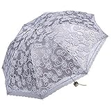 Leegoal Ladies Umbrella Lace Parasol Folding Umbrella Sun Shade Anti-uv (grey)